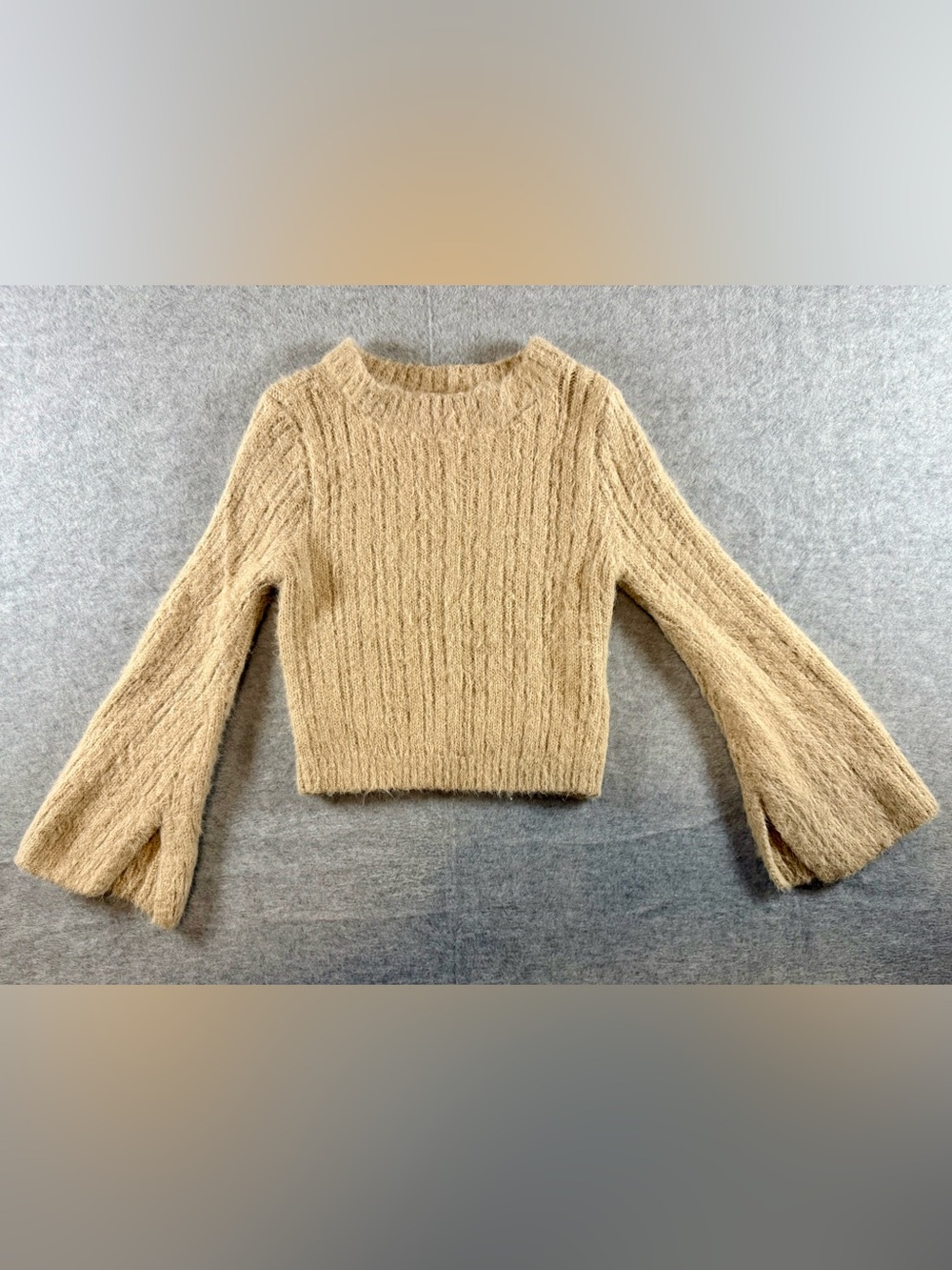 Gianni Bini Beige Cable-Knit Cropped Sweater